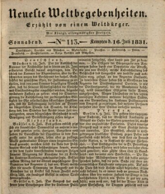 Neueste Weltbegebenheiten (Kemptner Zeitung) Samstag 16. Juli 1831