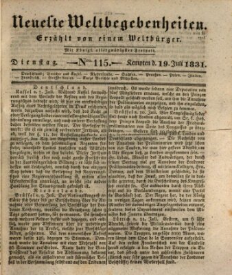 Neueste Weltbegebenheiten (Kemptner Zeitung) Dienstag 19. Juli 1831