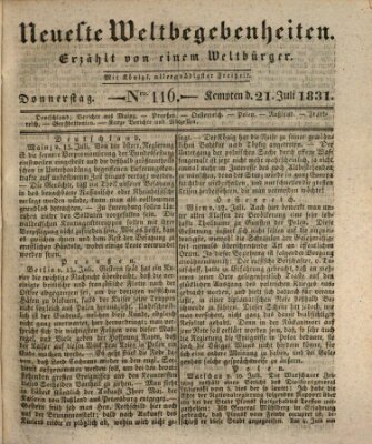 Neueste Weltbegebenheiten (Kemptner Zeitung) Donnerstag 21. Juli 1831