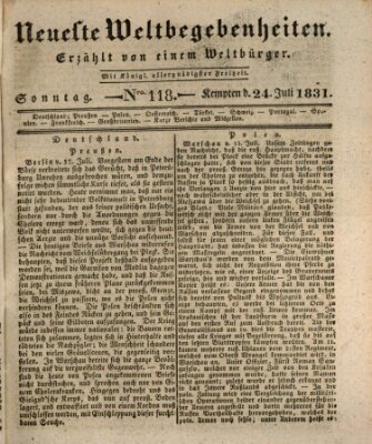 Neueste Weltbegebenheiten (Kemptner Zeitung) Sonntag 24. Juli 1831