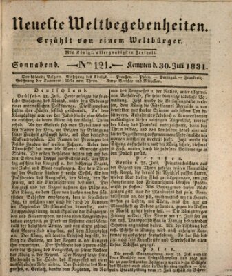Neueste Weltbegebenheiten (Kemptner Zeitung) Samstag 30. Juli 1831