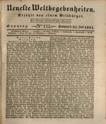 Neueste Weltbegebenheiten (Kemptner Zeitung) Sonntag 31. Juli 1831