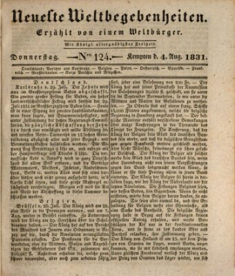 Neueste Weltbegebenheiten (Kemptner Zeitung) Donnerstag 4. August 1831