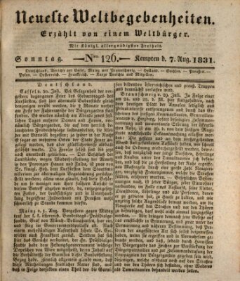 Neueste Weltbegebenheiten (Kemptner Zeitung) Sonntag 7. August 1831