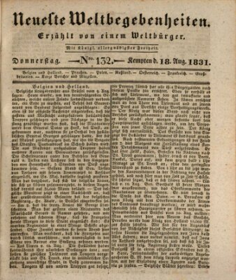 Neueste Weltbegebenheiten (Kemptner Zeitung) Donnerstag 18. August 1831