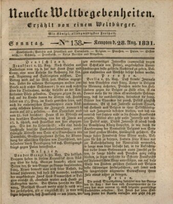 Neueste Weltbegebenheiten (Kemptner Zeitung) Sonntag 28. August 1831