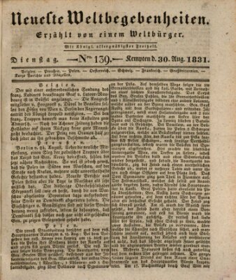 Neueste Weltbegebenheiten (Kemptner Zeitung) Dienstag 30. August 1831