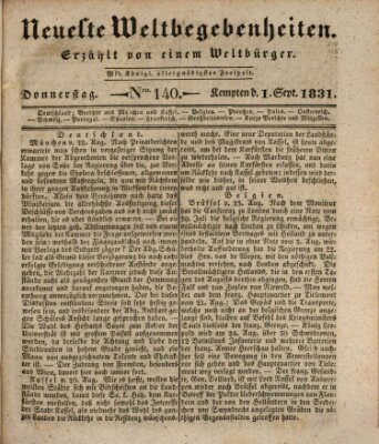 Neueste Weltbegebenheiten (Kemptner Zeitung) Donnerstag 1. September 1831