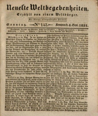 Neueste Weltbegebenheiten (Kemptner Zeitung) Sonntag 4. September 1831