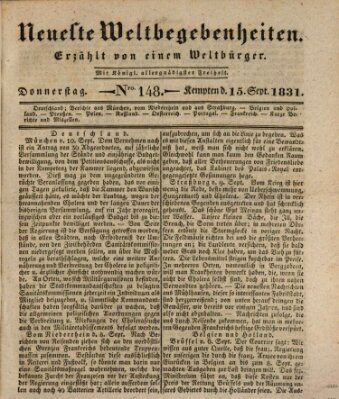 Neueste Weltbegebenheiten (Kemptner Zeitung) Donnerstag 15. September 1831