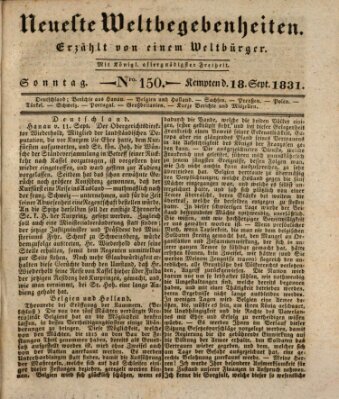 Neueste Weltbegebenheiten (Kemptner Zeitung) Sonntag 18. September 1831