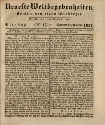 Neueste Weltbegebenheiten (Kemptner Zeitung) Dienstag 20. September 1831