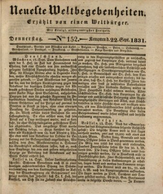 Neueste Weltbegebenheiten (Kemptner Zeitung) Donnerstag 22. September 1831