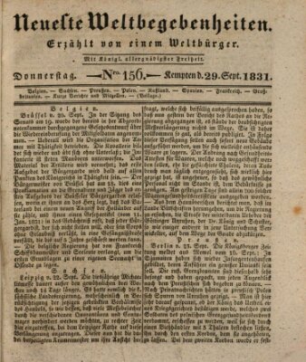 Neueste Weltbegebenheiten (Kemptner Zeitung) Donnerstag 29. September 1831