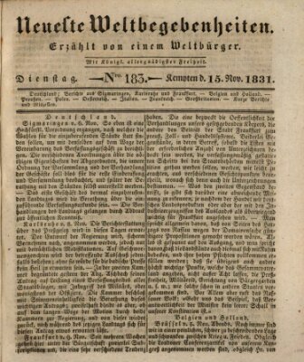 Neueste Weltbegebenheiten (Kemptner Zeitung) Dienstag 15. November 1831