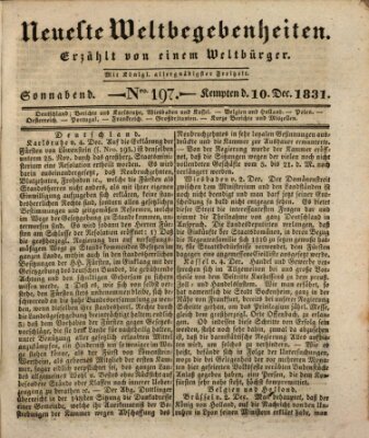 Neueste Weltbegebenheiten (Kemptner Zeitung) Samstag 10. Dezember 1831