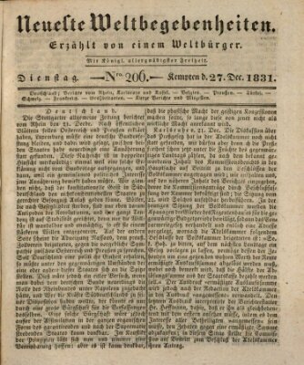 Neueste Weltbegebenheiten (Kemptner Zeitung) Dienstag 27. Dezember 1831