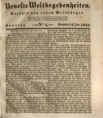 Neueste Weltbegebenheiten (Kemptner Zeitung) Sonntag 6. Januar 1833