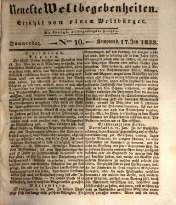 Neueste Weltbegebenheiten (Kemptner Zeitung) Donnerstag 17. Januar 1833