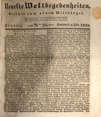 Neueste Weltbegebenheiten (Kemptner Zeitung) Sonntag 3. Februar 1833