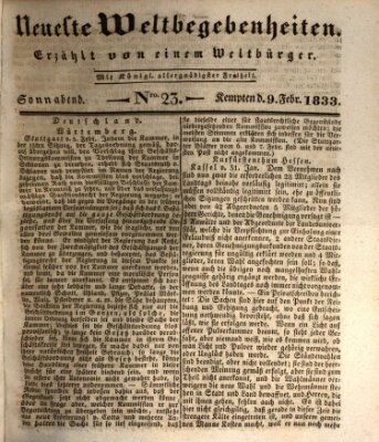 Neueste Weltbegebenheiten (Kemptner Zeitung) Samstag 9. Februar 1833