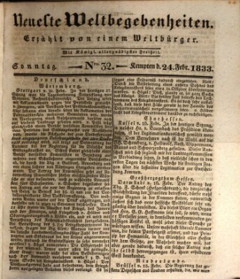 Neueste Weltbegebenheiten (Kemptner Zeitung) Sonntag 24. Februar 1833