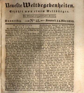 Neueste Weltbegebenheiten (Kemptner Zeitung) Donnerstag 14. März 1833