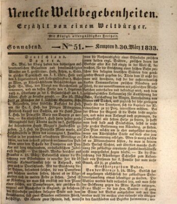 Neueste Weltbegebenheiten (Kemptner Zeitung) Samstag 30. März 1833