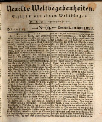 Neueste Weltbegebenheiten (Kemptner Zeitung) Dienstag 30. April 1833