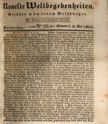 Neueste Weltbegebenheiten (Kemptner Zeitung) Donnerstag 2. Mai 1833