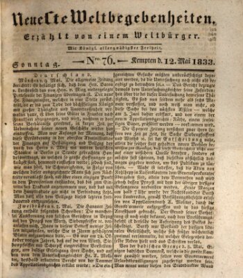 Neueste Weltbegebenheiten (Kemptner Zeitung) Sonntag 12. Mai 1833