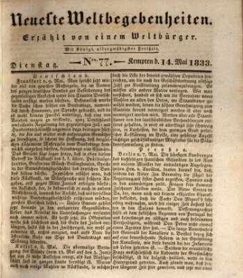 Neueste Weltbegebenheiten (Kemptner Zeitung) Dienstag 14. Mai 1833