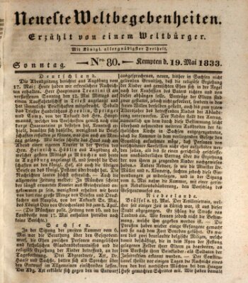 Neueste Weltbegebenheiten (Kemptner Zeitung) Sonntag 19. Mai 1833