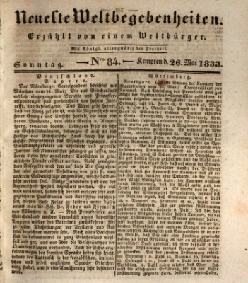 Neueste Weltbegebenheiten (Kemptner Zeitung) Sonntag 26. Mai 1833