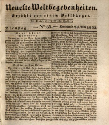 Neueste Weltbegebenheiten (Kemptner Zeitung) Dienstag 28. Mai 1833