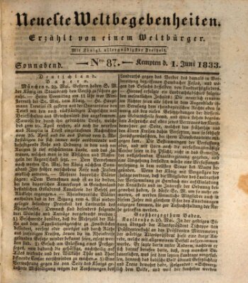 Neueste Weltbegebenheiten (Kemptner Zeitung) Samstag 1. Juni 1833