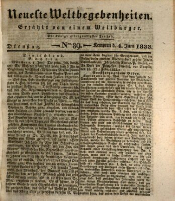 Neueste Weltbegebenheiten (Kemptner Zeitung) Dienstag 4. Juni 1833