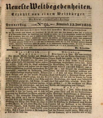 Neueste Weltbegebenheiten (Kemptner Zeitung) Donnerstag 13. Juni 1833