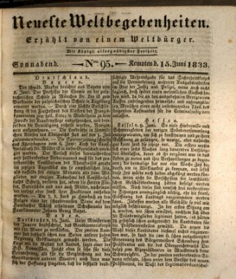 Neueste Weltbegebenheiten (Kemptner Zeitung) Samstag 15. Juni 1833