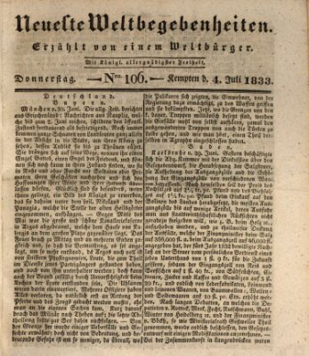 Neueste Weltbegebenheiten (Kemptner Zeitung) Donnerstag 4. Juli 1833