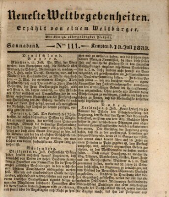 Neueste Weltbegebenheiten (Kemptner Zeitung) Samstag 13. Juli 1833