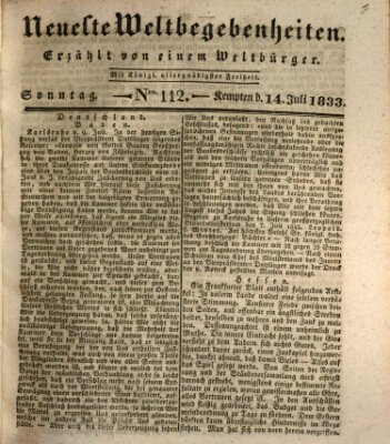 Neueste Weltbegebenheiten (Kemptner Zeitung) Sonntag 14. Juli 1833