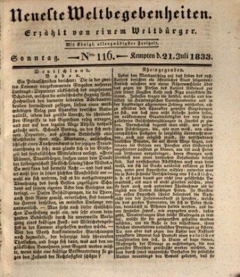 Neueste Weltbegebenheiten (Kemptner Zeitung) Sonntag 21. Juli 1833