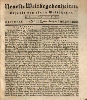 Neueste Weltbegebenheiten (Kemptner Zeitung) Donnerstag 25. Juli 1833