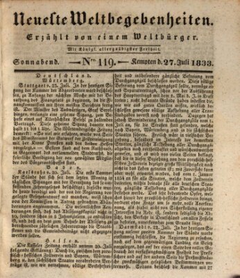 Neueste Weltbegebenheiten (Kemptner Zeitung) Samstag 27. Juli 1833