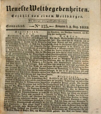 Neueste Weltbegebenheiten (Kemptner Zeitung) Samstag 3. August 1833