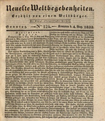 Neueste Weltbegebenheiten (Kemptner Zeitung) Sonntag 4. August 1833