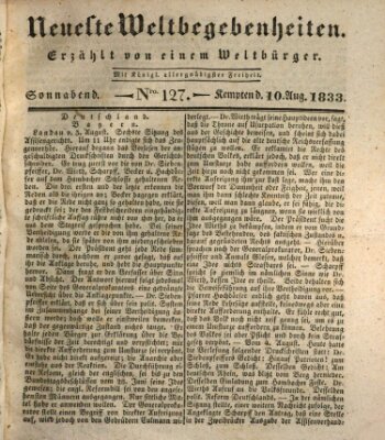 Neueste Weltbegebenheiten (Kemptner Zeitung) Samstag 10. August 1833