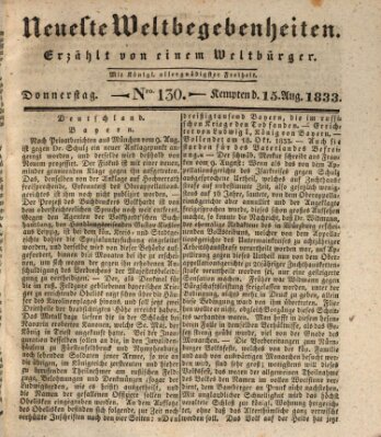 Neueste Weltbegebenheiten (Kemptner Zeitung) Donnerstag 15. August 1833