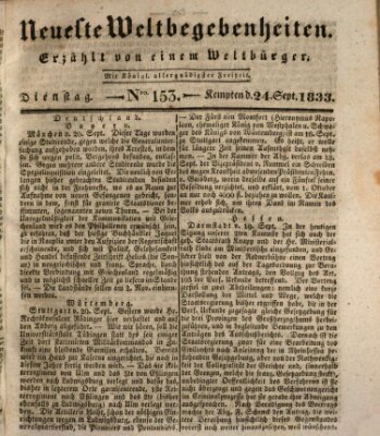 Neueste Weltbegebenheiten (Kemptner Zeitung) Dienstag 24. September 1833